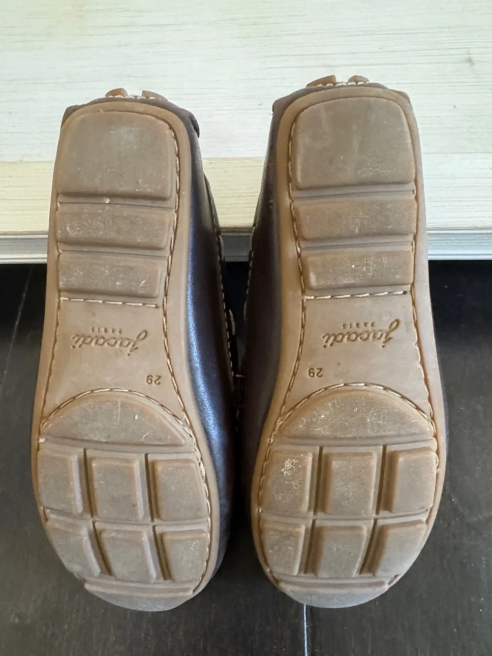 Jacadi Dark Brown Leather Moccasin Loafers for Kids